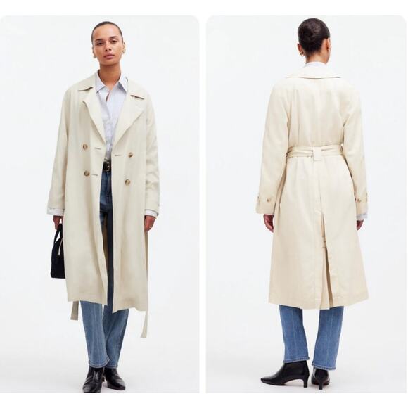 Madewell Jackets & Blazers - NWT Madewell Belted Trench Coat in Drapey Twill Muted Stone Chic Size Large